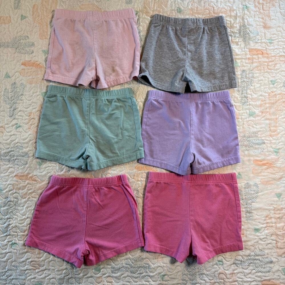 Carter’s Tumbling Shorts 3T Bundle 6pc Pink Purple Gray Layering - Picture 2 of 6